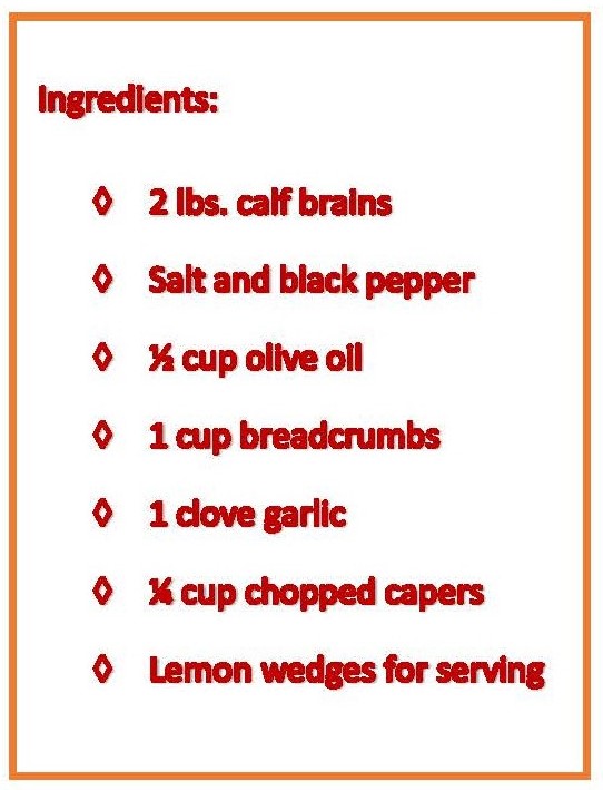 Baked Calf Brains Ingredients