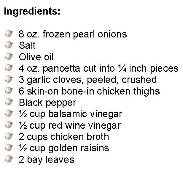 Chicken with Vinegar, Raisins, and Onions