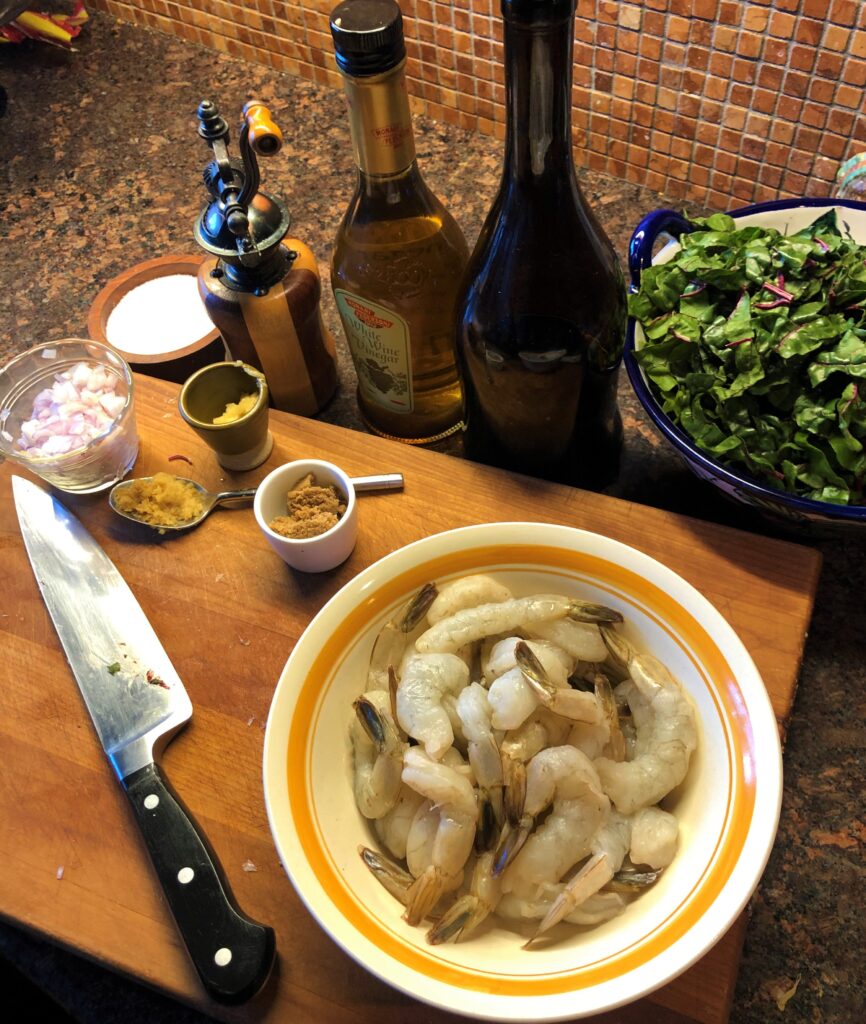 Shrimp with Chard and Ginger