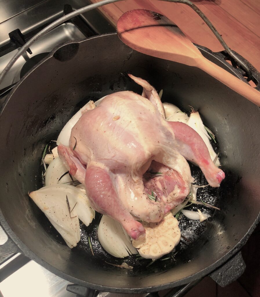 Dutch Oven Roast Chicken with Vinaigrette