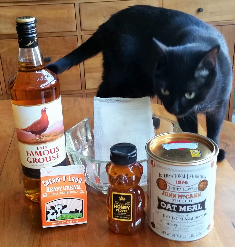 Atholl brose ingredients (minus the cat)