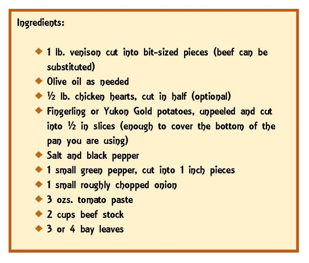 Venison Giambotta ingredients