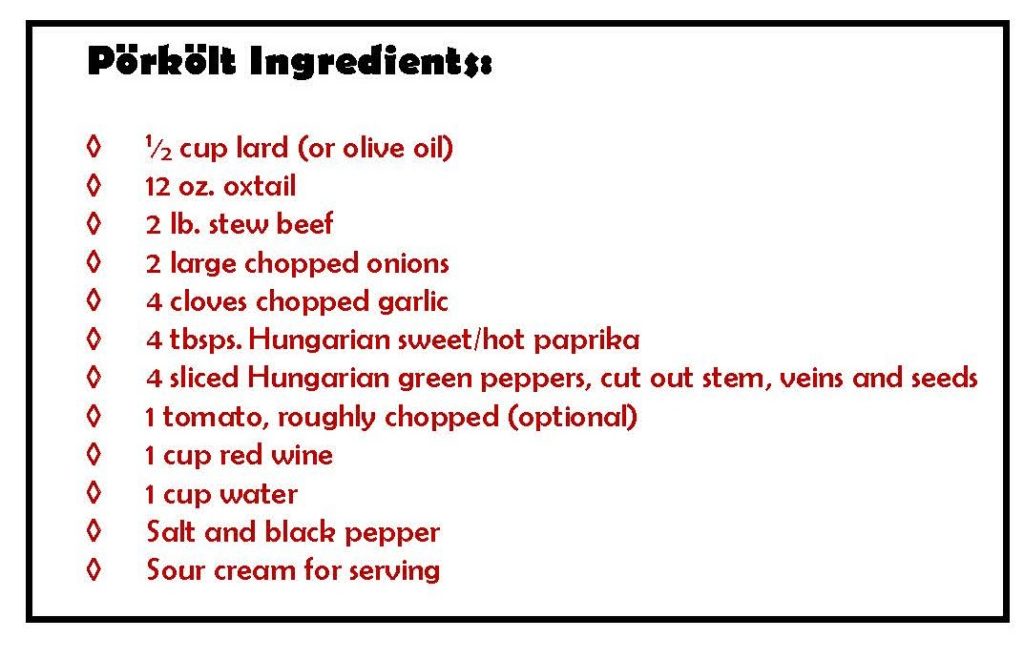 Pörkölt ingredients