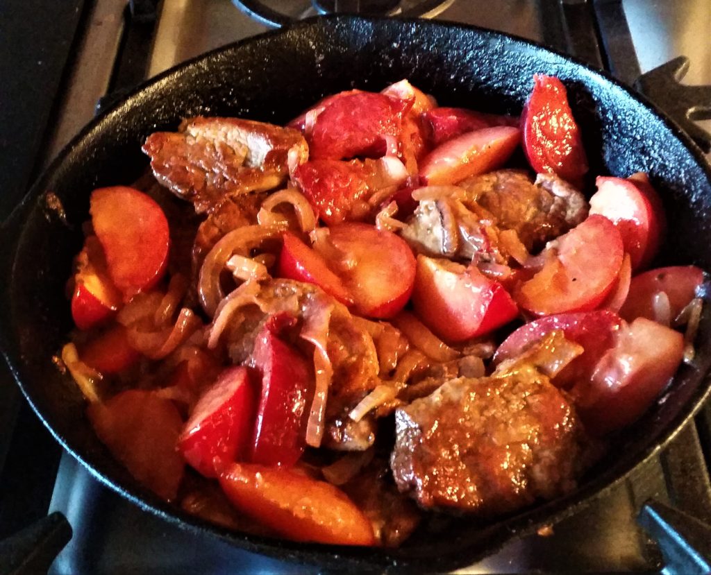 Pork with Plums and Red Onions