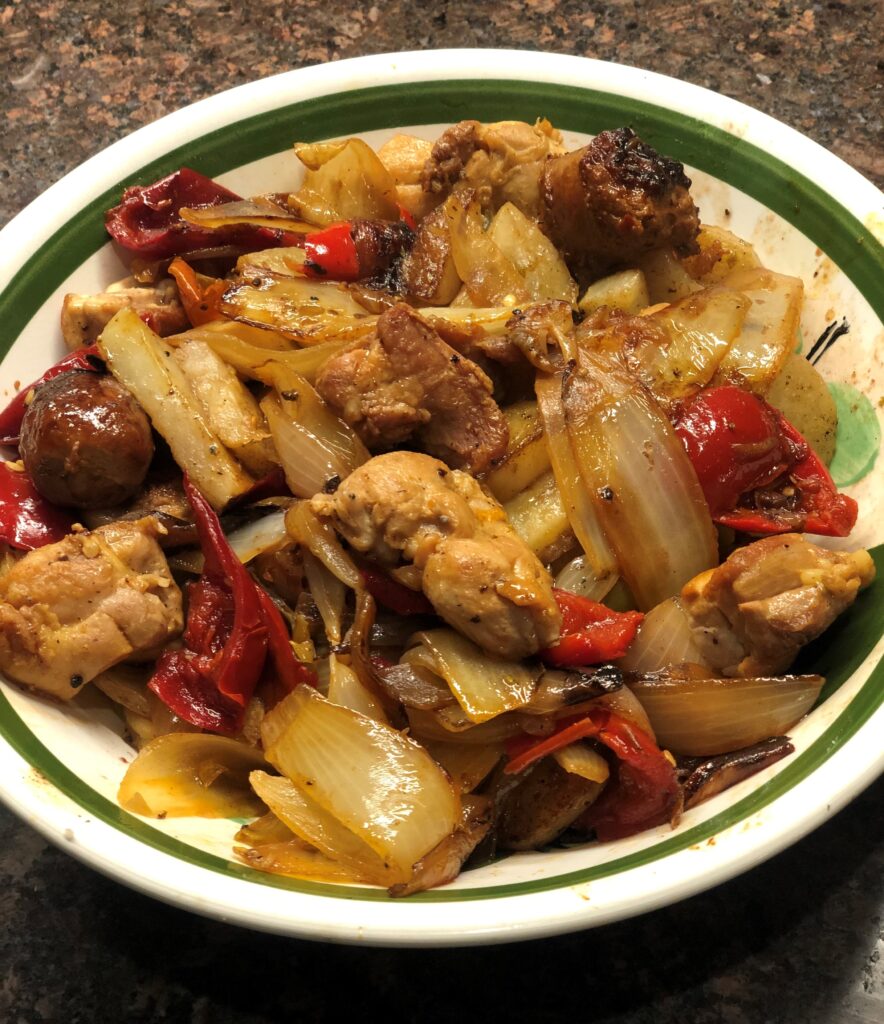 Sausage and Chicken with Vinegar Peppers
