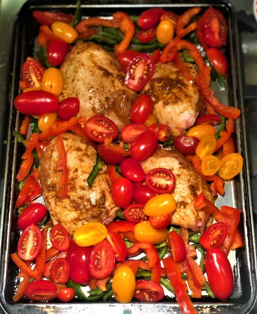 Sheet-Pan Chicken with Tomatoes and Parmigiano
